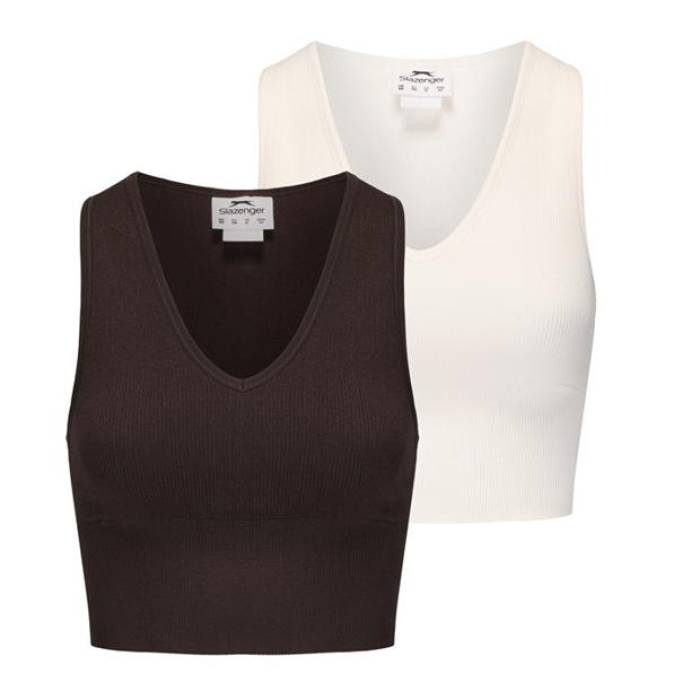 Slazenger 【 2Pk Croptank Womens Women Chocolate/Sugar 】 レディース レディース