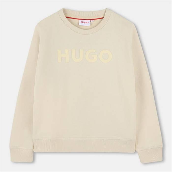 ヒューゴ Hugo 【 Kids\u0027 Logo Crewneck Sweatshirt Kids Stone 255 】 ロゴタイプ 汗水 調教師 お坊っちゃん キッズ