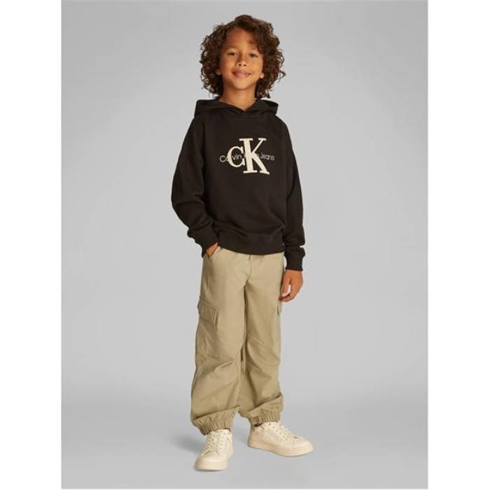 カルバンクライン デニム Calvin Klein Jeans 【 Kids\u0027 Ottoman Mono Applique Hoodie Kids Ck Black Beh 】 フーディー パーカー お坊っちゃん キッズ 黒いこと 黒いこと