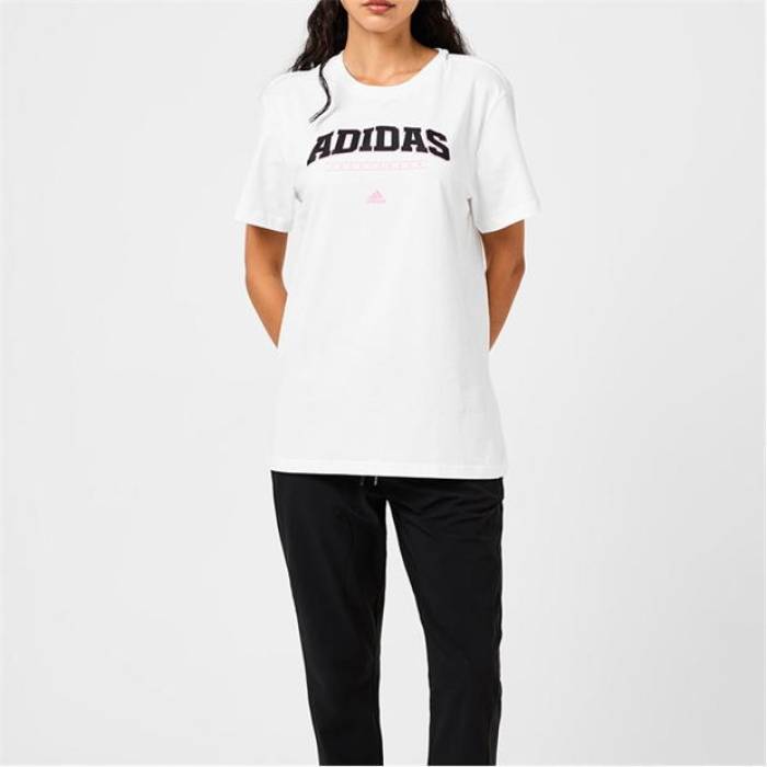 アディダス Adidas 【 Collegiate Graphic T-Shirt Womens Women White/Pink 】 グラフィック Tシャツ レディース レディース 白色 ホワイト pink ピンク