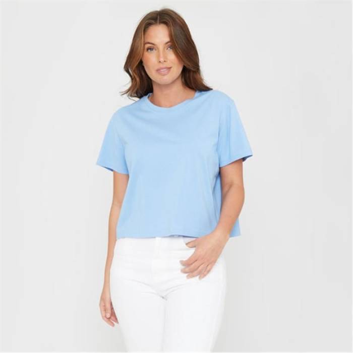 Be You 【 Boxy Regular Fit T-Shirt Women Pale Blue 】 Tシャツ レディース 青色 ブルー