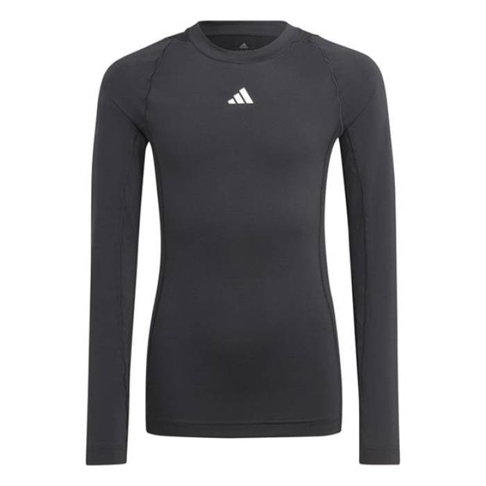 アディダス Adidas 【 Techfit Aeroready Long Sleeve Top Juniors Kids Black 】 Sleeve 衣袂 お坊っちゃん キッズ 黒いこと 黒いこと
