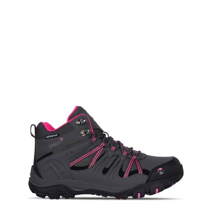 Gelert 【 Horizon Waterproof Walking Boots Juniors Kids Charcoal/Pink 】 ブーツ お坊っちゃん キッズ 暗灰色 pink サクラ色