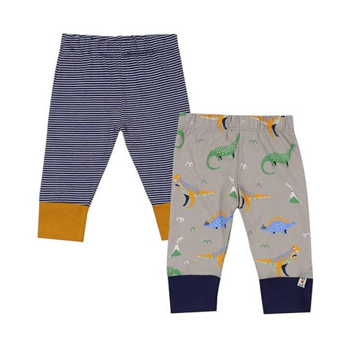Lilly And Sid 【 \u0026 Sid Multicoloured Dinosaur And Stripe Print Leggings - 2 Pack Kids Multi 】 Stripe 縞模様 レギンス・タイツ お坊っちゃん キッズ