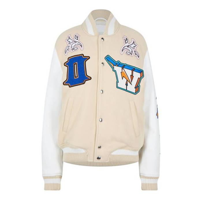 Off White 【 Women\u0027s Thndr Varsity Jacket Women Beige 】 レディース Jacket 上衣 レディース ベージュ