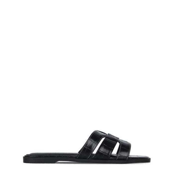 I Saw It First 【 Faux Leather Caged Sandals Women Black 】 レザー サンダル レディース 黒色 ブラック