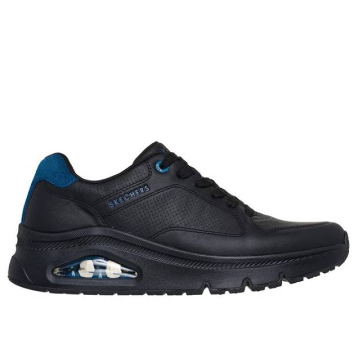 スケッチャーズ Skechers 【 Leather Decorative Stitch Low-Top Trainers Men Black 】 なめし革 シューズ スニーカー メンズ 黒いこと 黒いこと