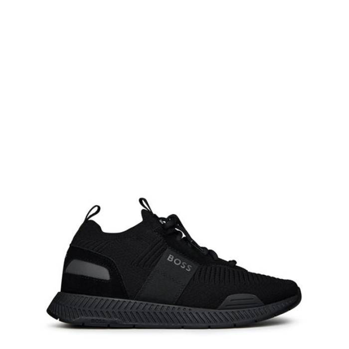雇い主 Boss 【 Men\u0027s Titanium Knit Runners, Sock-Like Fit Men Black 001 】 メンズ 編み物 メンズ 黒いこと 黒いこと