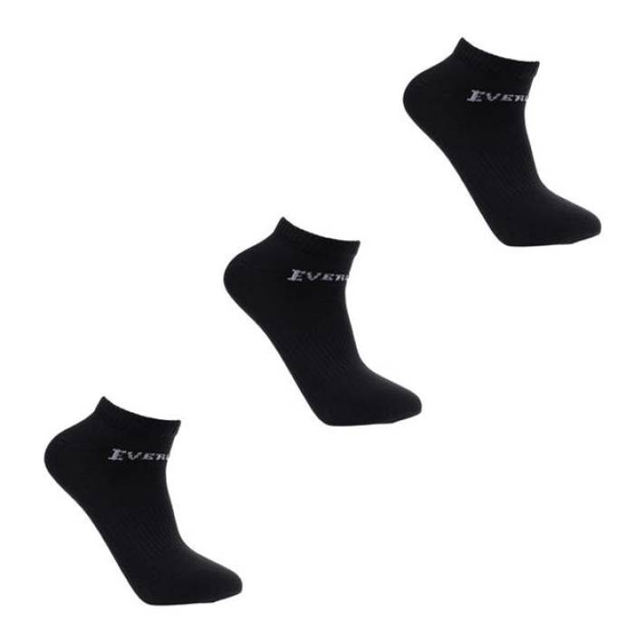 Everlast 【 3 Pack Trainer Socks Ladies Women Black 】 トレーナー ソックス・靴下 レディース 黒色 ブラック