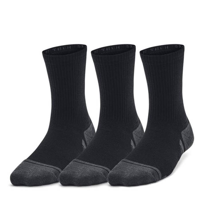 アンダーアーマー Under Armour 【 Armour Ua Performance Tech 3-Pack Crew Socks Kids\u0027 Kids Black 】 演技 テック 3個入 労働者の一団 靴下・ソックス 御坊っちゃん キッズ 黒いこと 黒いこと キッズ・ベビー・マタニティ-靴下・レッグウェア-キッズファッション