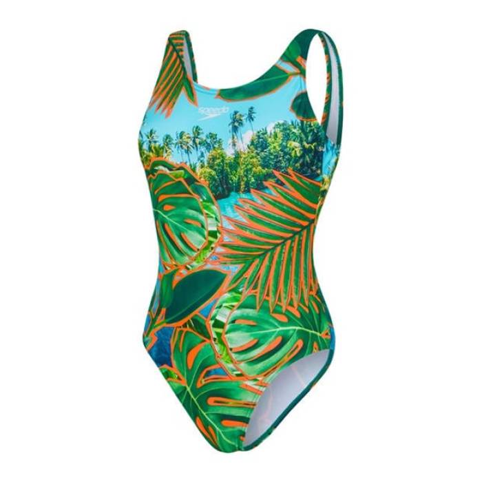 スピード Speedo 【 Digi One Piece Swimsuit Women Green/Blue 】 水着 レディース green 緑・グリーン 青色 ブルー｜スニケス 13,650円