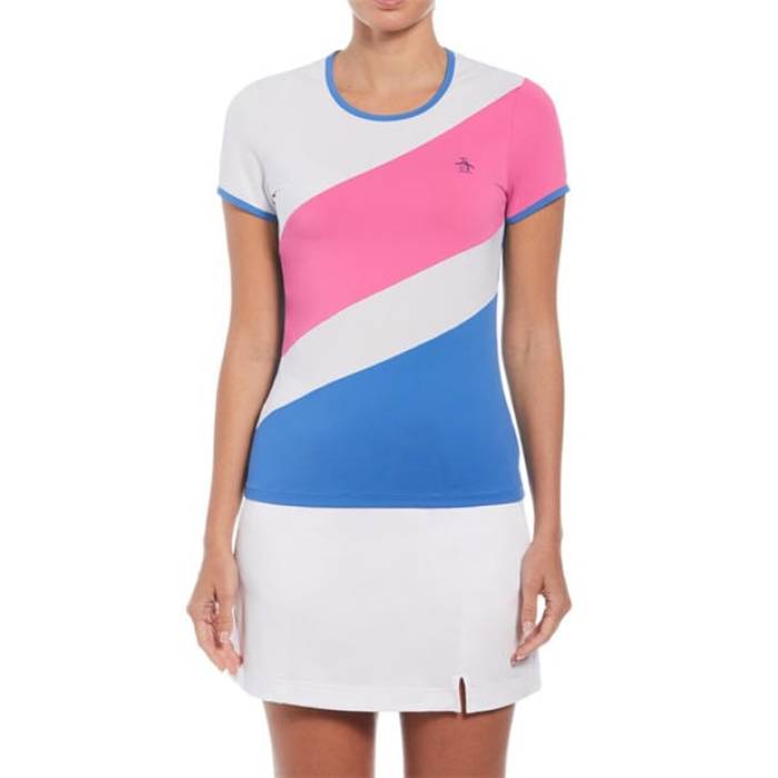 一風変わったペンギン Original Penguin 【 Regular Fit T-Shirt Women Nebulas Blue 】 ティーシャツ レディース 青碧 青碧