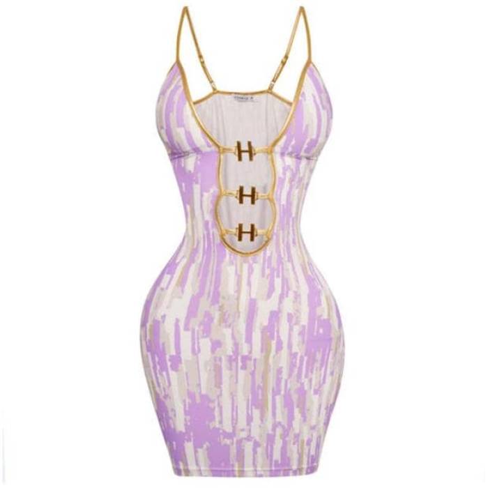 Honeyz 【 Mini Dress Women Purple 】 御召しもの レディース Purple 紫・パープル