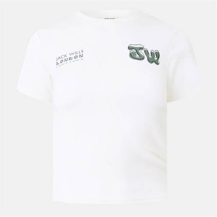 ジャック ウィルス Jack Wills 【 Jw Splice Slim Fit T-Shirt Women Vintage White 】 slim スリム Tシャツ レディース vintage ビンテージ・ヴィンテージ 白色 ホワイト
