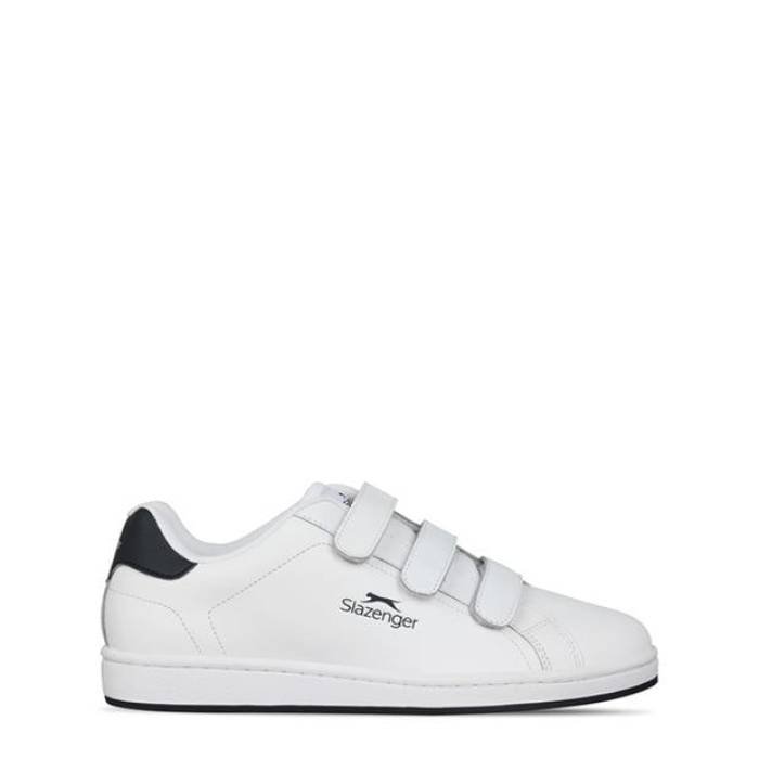 Slazenger 【 Ash Strap Trainers Mens Men White/Navy 】 ストラップ シューズ スニーカー メンズ メンズ 白色 ホワイト 紺色 ネイビー