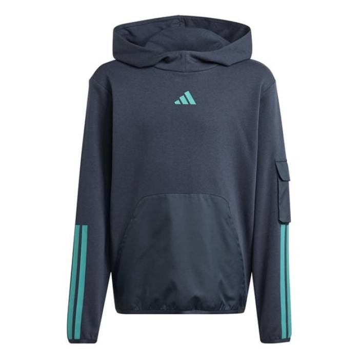 アディダス Adidas 【 Utility Fleece Hoodie Juniors Kids Ink Blue 】 フリース フーディー パーカー お坊っちゃん キッズ 青碧 青碧