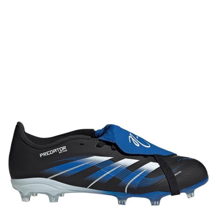 アディダス Adidas 【 Predator League Fold-Over Tongue Childrens Firm Ground Football Boots Kids Black/Blue 】 プレデター フットボール ブーツ ジュニア キッズ 黒色 ブラック 青色 ブルー