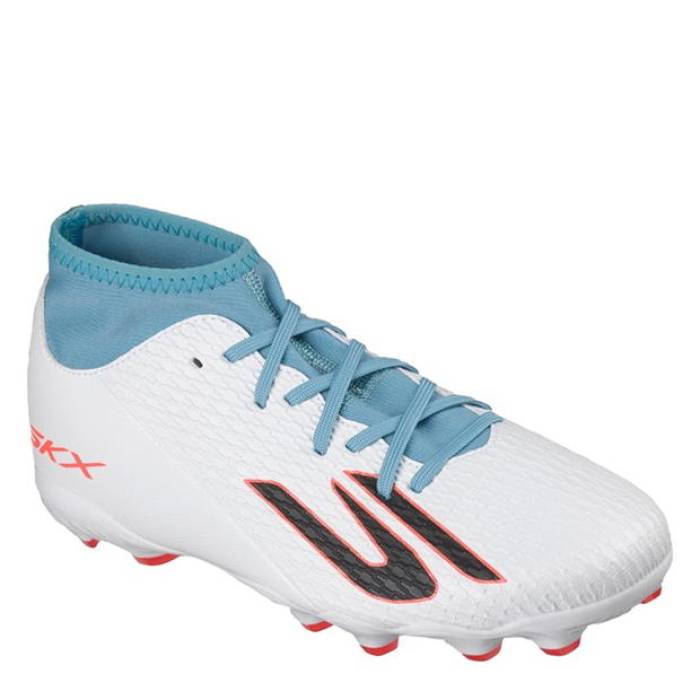 スケッチャーズ Skechers 【 Skx.2 Juniors Firm Ground Football Boots Kids White/Blue 】 フットボール ブーツ ジュニア キッズ 白色 ホワイト 青色 ブルー｜スニケス