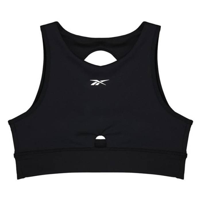 リーボック Reebok 【 Studio Beyond The Sweat Crop Top Womens Medium Impact Sports Bra Women Black 】 スタジオ Sweat スウェット Crop クロップ レディース インパクト スポーツ アウトドア スポーツウェア アクセ画像