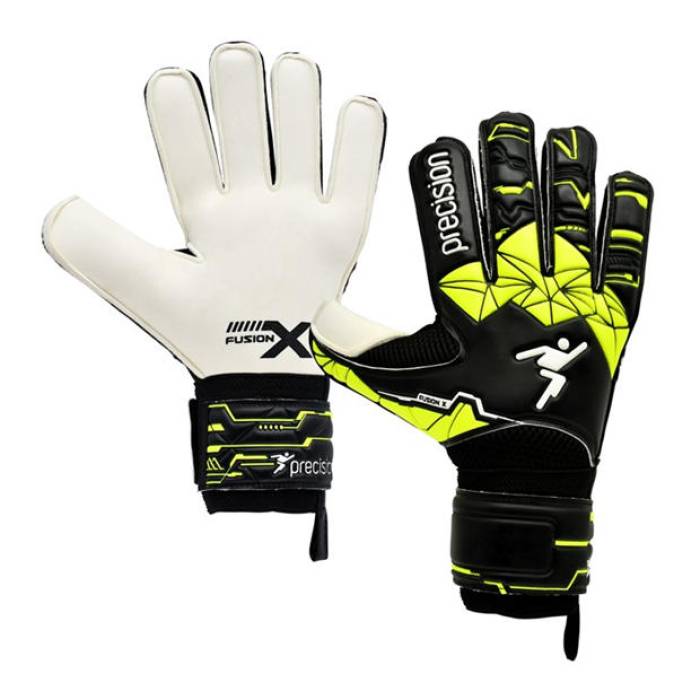 Precision Training 【 Junior Fusion X Flat Cut Finger Protect Gk Gloves Unisex Black/Yellow 】 Fusion フュージョン 手袋 ユニセックス 黒色 ブラック yellow 黄色・イエロー|スニケス
