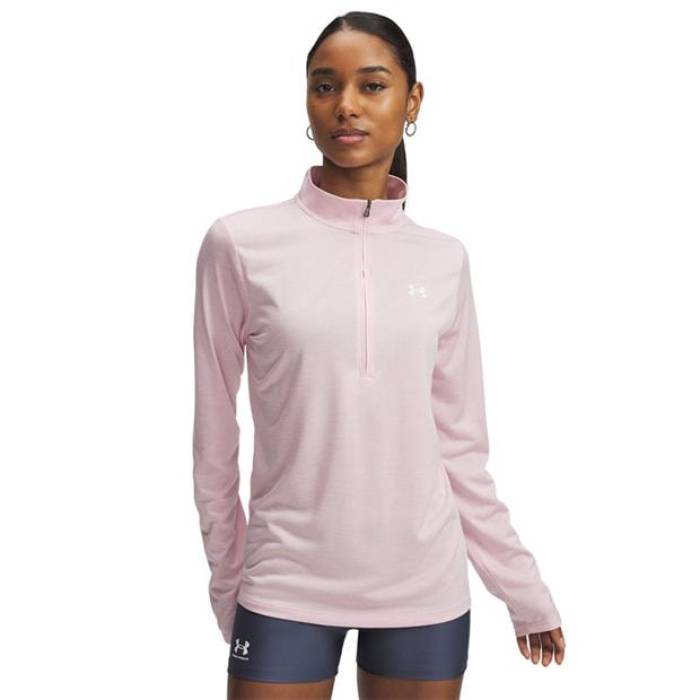 アンダーアーマー Under Armour 【 Armour Tech Half Zip Top Womens Women Pink/Wht 】 テック 二分の一 レディース レディース pink サクラ色