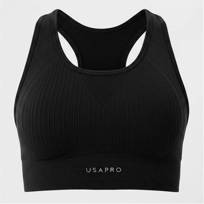 Usa Pro 【 Seamless Crop Sports Bra Women Black 】 Crop クロップ レディース 黒色 ブラック