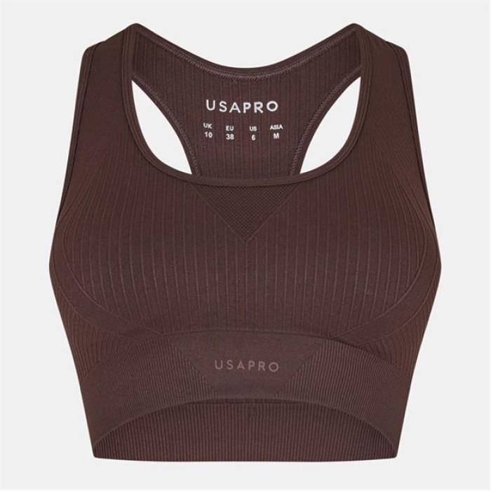 Usa Pro 【 Seamless Crop Sports Bra Women Espresso 】 Crop クロップ レディース
