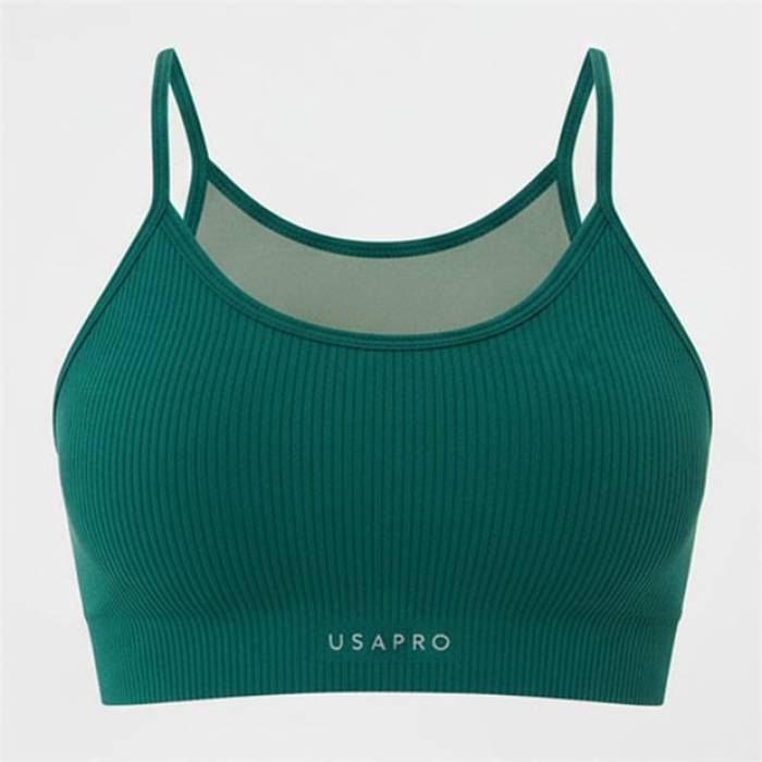Usa Pro 【 Seamless Ribbed Sports Bra Women Forest Green 】 レディース フォレスト green 緑・グリーン