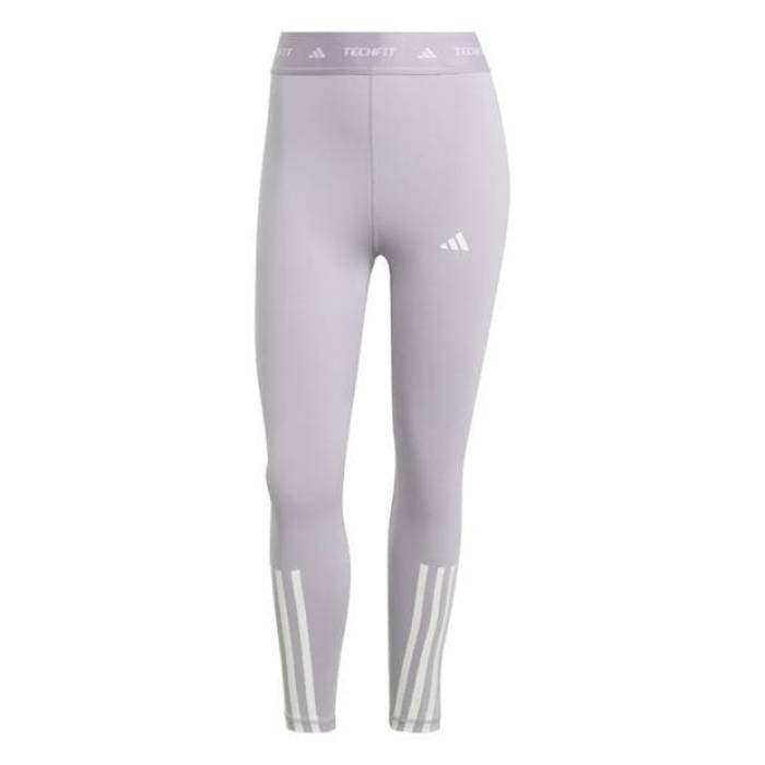 アディダス Adidas 【 Techfit 3-Stripes 7/8 Leggings Women Grey/White 】 レギンス・タイツ レディース 灰色 グレー 白色 ホワイト