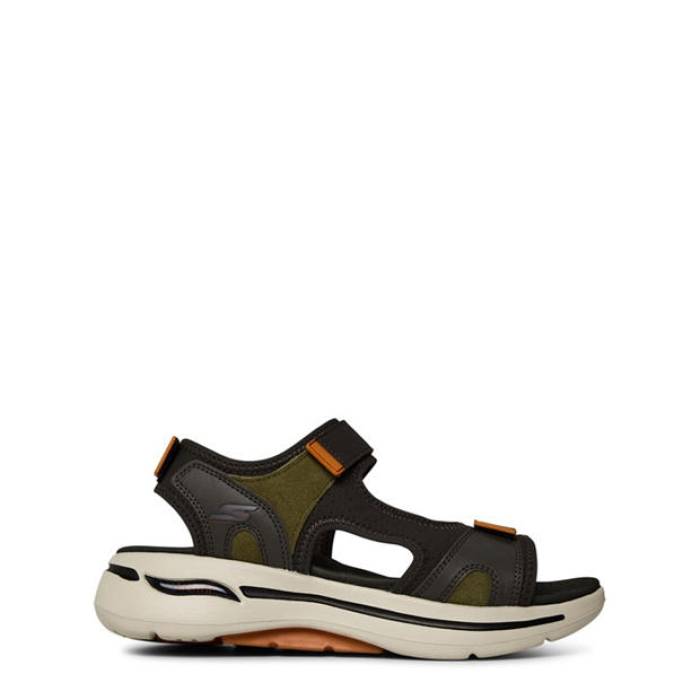 スケッチャーズ Skechers 【 Go Walk Arch Fit Sandal Men Olive/Orange 】 ウォーク メンズ olive オリーブ orange 橙・オレンジ色