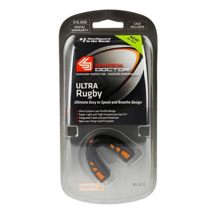 ぼうぜん自失御医者さん Shock Doctor 【 Mouthguard Unisex Black/Orange 】 ユニ一発やる 黒いこと 黒いこと orange 橙・オレンジ色
