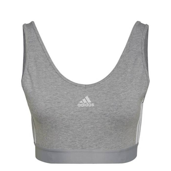 アディダス Adidas 【 3-Stripes Crop Top With Removable Pads Women Grey Marl 】 Crop クロップ レディース 灰色 グレー 12,284円