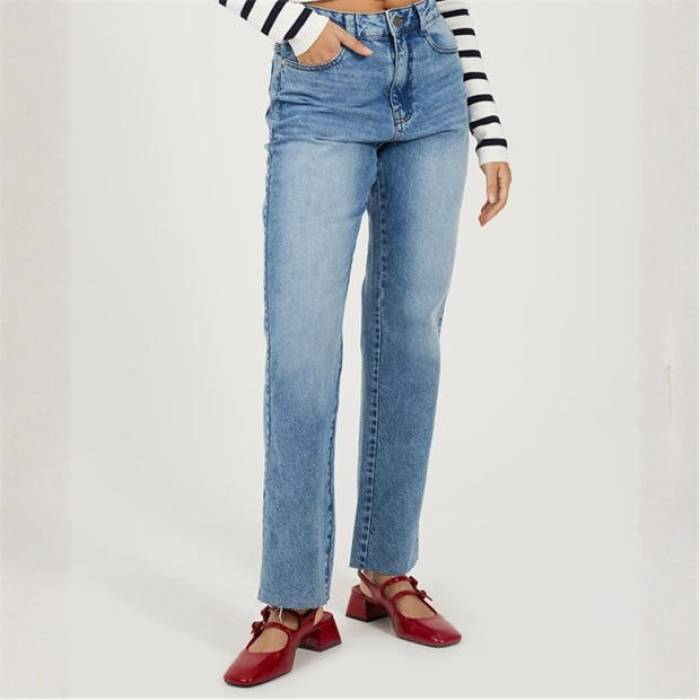 ブレイブソウル Brave Soul 【 Womens Straight Leg Denim Jeans Women Mid Blue Wash 】 レディース デニム ジーンズ レディース ミッド 青色 ブルー