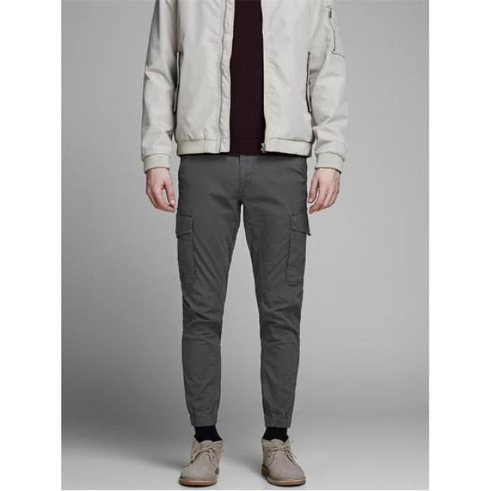 Jack And Jones 【 Slim Stretch Cuffed Cargo Pants Men Asphalt 】 slim か細い 積貨委託貨物 メンズ メンズファッション-ズボン・パンツ