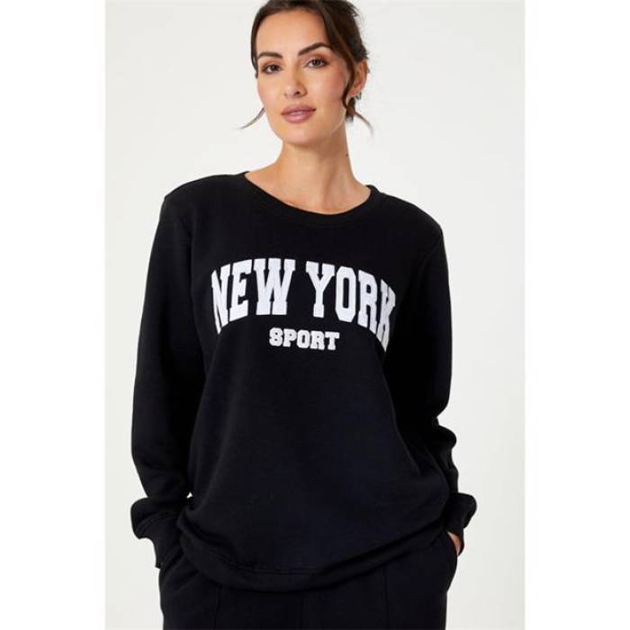 Be You 【 Nyc Slogan Sweat Set Women Black 】 Sweat 流汗 レディース 黒いこと 黒いこと トップス-スウェット・トレーナー