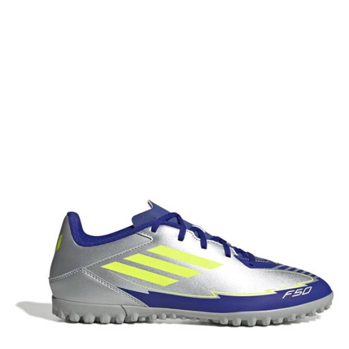アディダス Adidas 【 F50 Adults Club Astro Turf Football Boots Men Silver/Blue 】 クラブ ターフ フットボール ブーツ メンズ Silver 銀色・シルバー 青色 ブルー｜スニケス