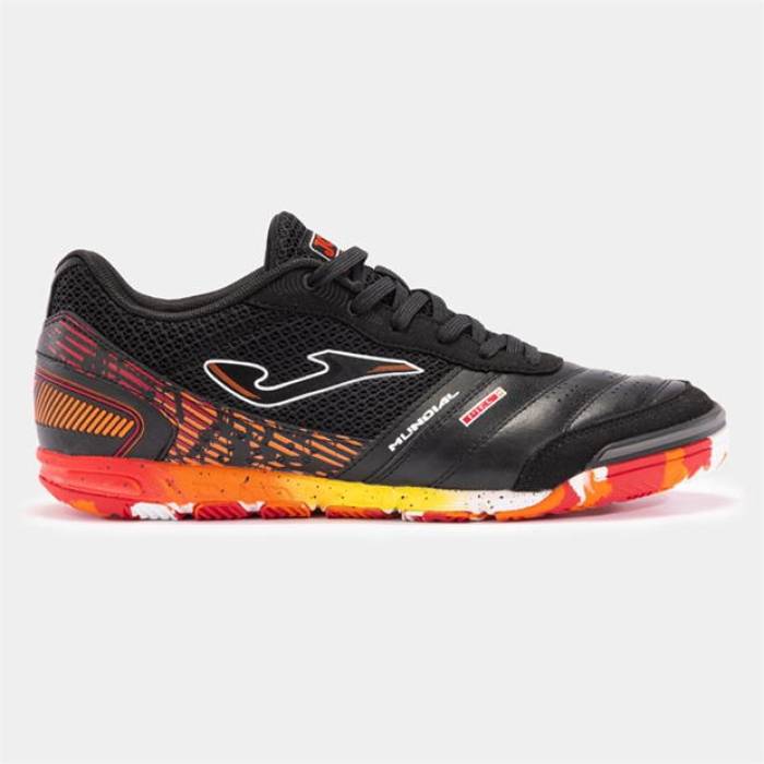 ホマ Joma 【 Mundial Leather Indoor Football Trainers Men Black/Orange 】 なめし革 蹴球 シューズ スニーカー メンズ 黒いこと 黒いこと orange 橙・オレンジ色