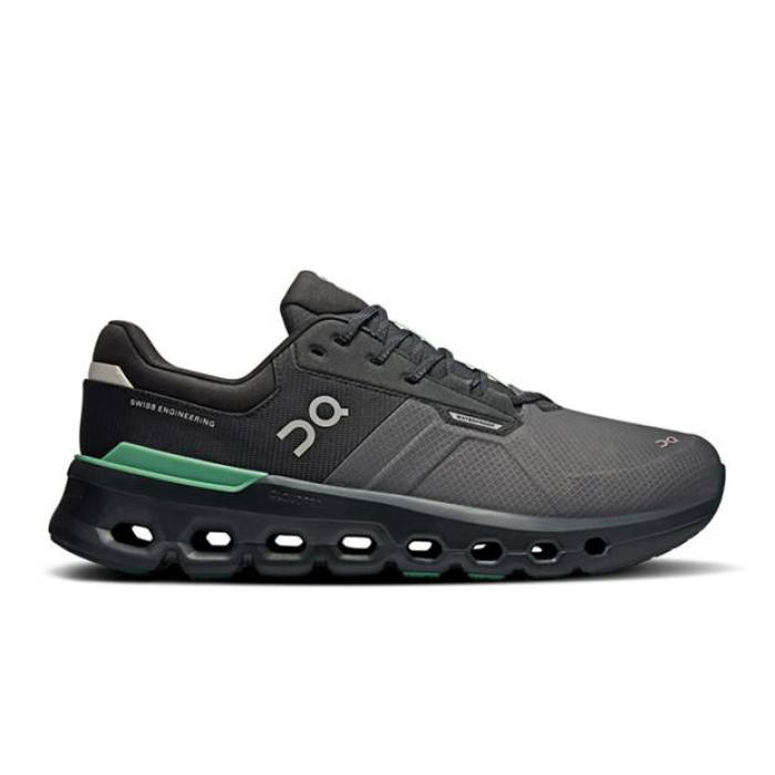 オン On 【 Cloudrunner 2 Waterproof Running Shoes Mens Men Black/Green 】 シューズ 運動すること靴 メンズ メンズ 黒いこと 黒いこと green 緑・緑であること