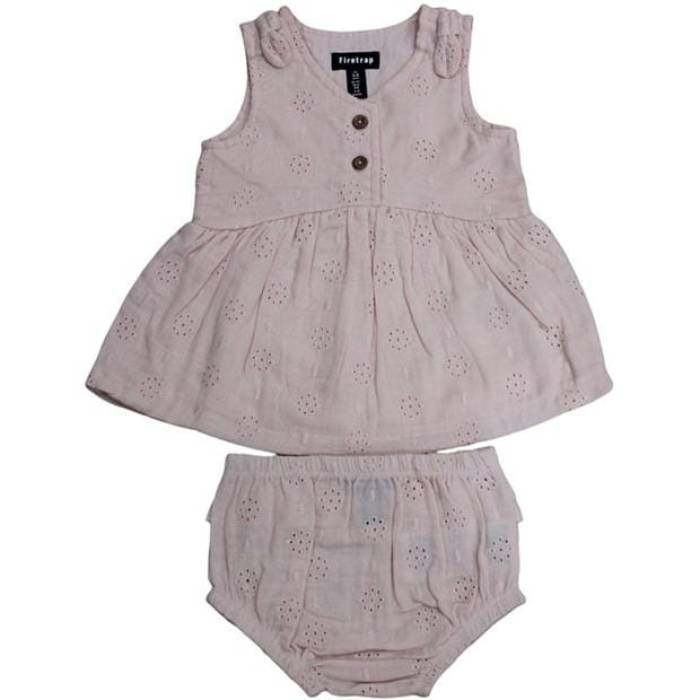 Firetrap 【 Girls Embroidered Cotton Dress \u0026 Bloomer Set Kids Pink 】 お召しもの お坊っちゃん キッズ pink サクラ色