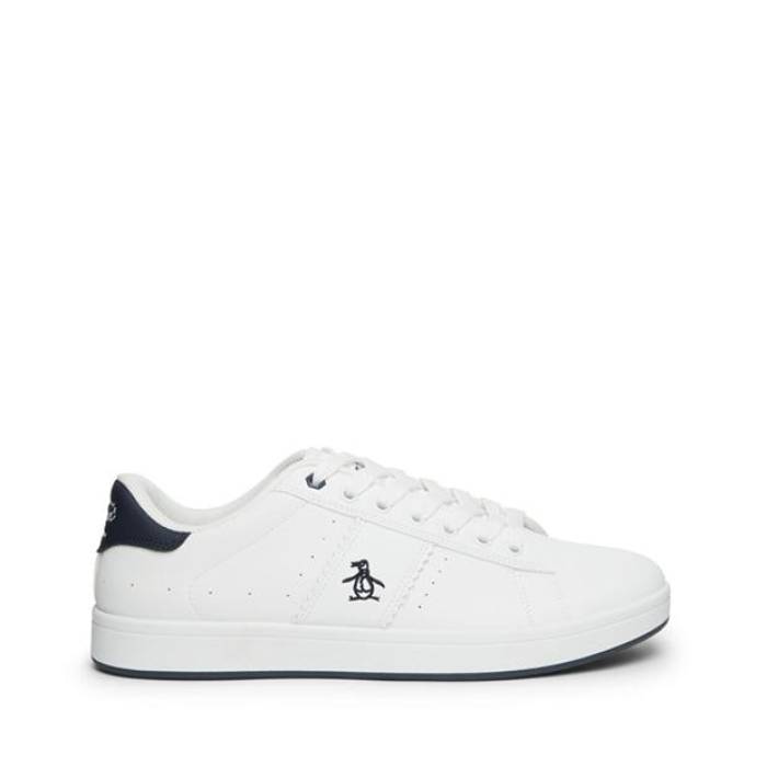 Penguin 【 Steadman Court Trainers Men White Navy 】 厚地の外套 シューズ スニーカー メンズ 白いこと 白いこと 紺色 米国海軍