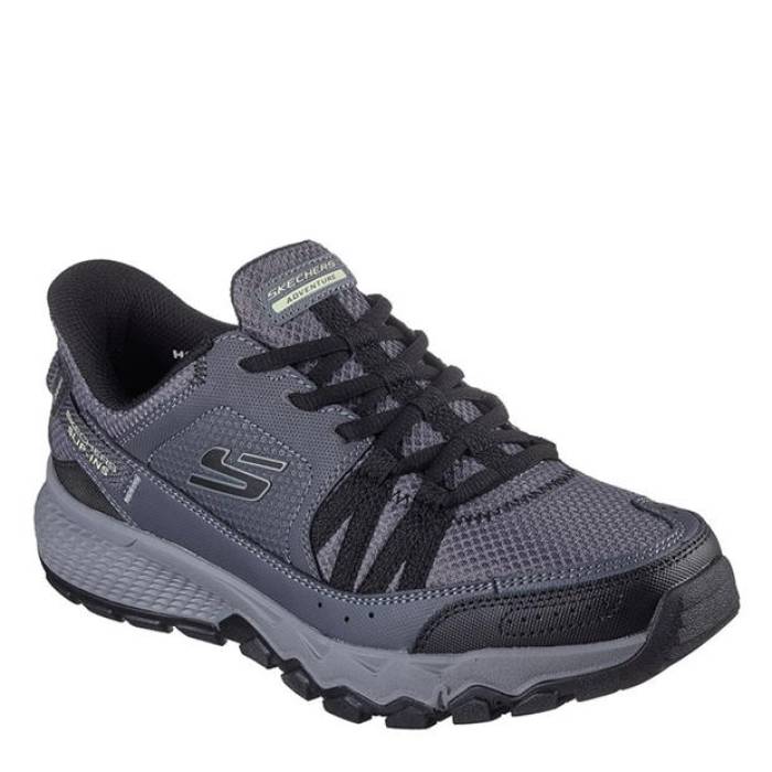 スケッチャーズ Skechers 【 Slip-Ins Leather Overlay Lace-Up W Slip On Trainers Mens Men Charcoal/Black 】 レザー シューズ スニーカー メンズ メンズ チャコール 黒色 ブラック