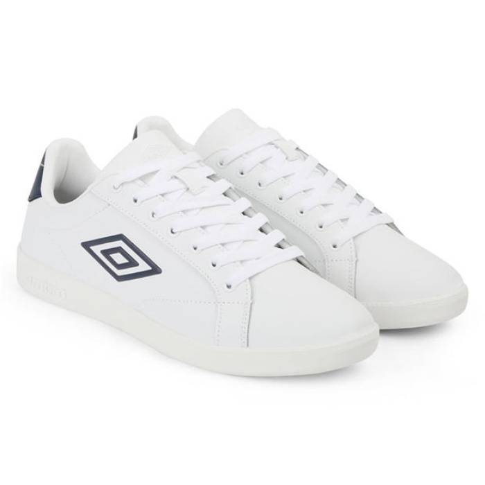 アンブロ Umbro 【 Cheetham Court Trainers Men White/Dark Navy 】 厚地の外套 シューズ スニーカー メンズ 白いこと 白いこと 紺色 米国海軍