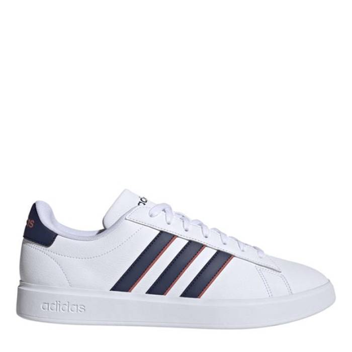 アディダス Adidas 【 Grand Court 2.0 Low-Top Trainers Mens Men White/Dark Blue 】 競技場 厚地の外套 シューズ スニーカー メンズ メンズ 白いこと 白いこと 青碧 青碧