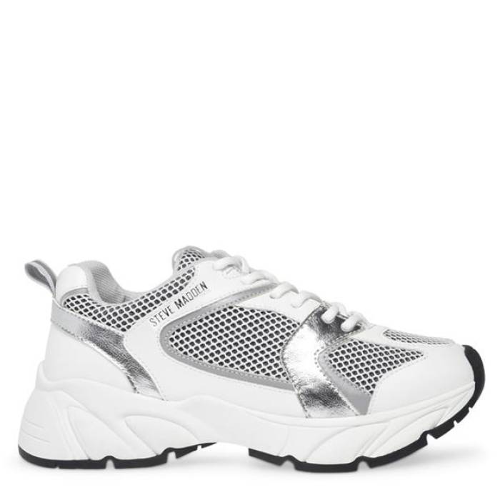 スティーブマデン Steve Madden 【 Standout Trainers Women White/Sil 】 シューズ スニーカー レディース 白色 ホワイト