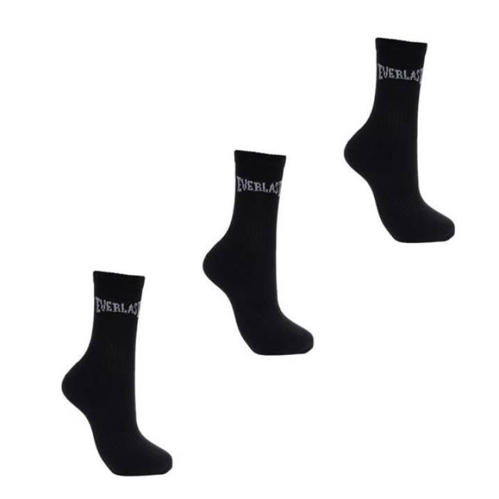 Everlast 【 3 Pack Crew Socks Women Black 】 クルー ソックス・靴下 レディース 黒色 ブラック