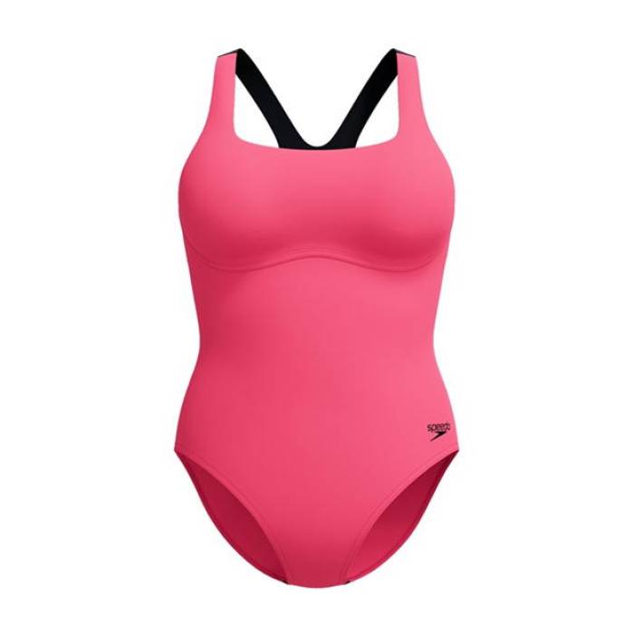 機敏さ Speedo 【 Flex Band One Piece Swimsuit With Built-In Swim Bra Women Raspberry Fill 】 水泳着 レディース