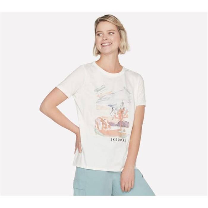 スケッチャーズ Skechers 【 Regular Fit Airbrush T-Shirt Women White 】 ティーシャツ レディース 白いこと 白いこと
