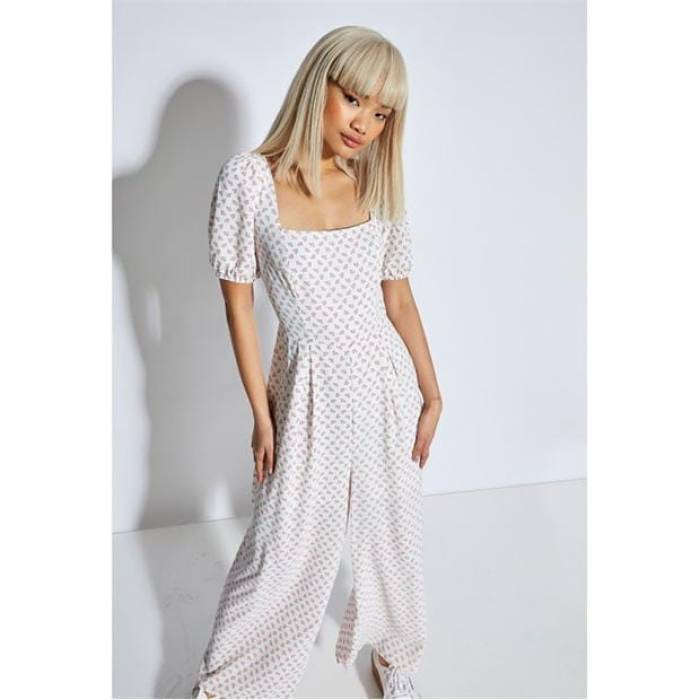 グラマラス Glamorous 【 White Pink Cluster Ditsy Jumpsuit Women White 】 白色 ホワイト pink ピンク ジャンプスーツ レディース 白色 ホワイト