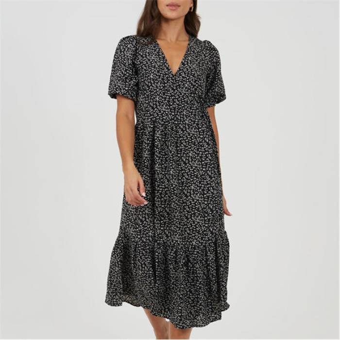 ブレイブソウル Brave Soul 【 V-Neck Dress Ld99 Women Black/White 】 Vネック ドレス レディース 黒色 ブラック 白色 ホワイト