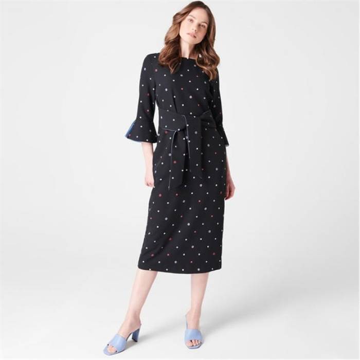 Biba 【 Tie Midi Dress Women Polka Dot 】 タイ 御召しもの レディース